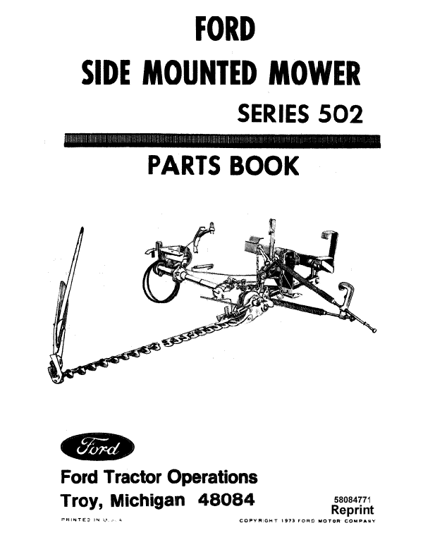 Ford 502 Mounted Mower - Parts Catalog