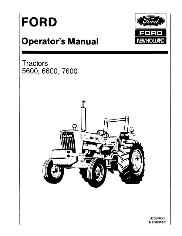 Ford 5600, 6600, and 7600 Tractors Manual