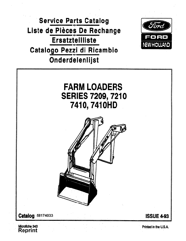 Ford 7209, 7210, 7410, and 7410HD Loader - Parts Catalog