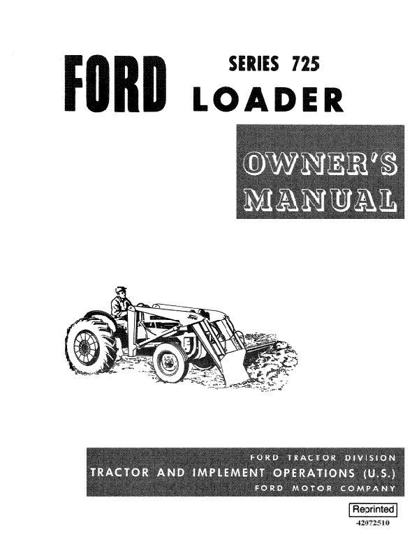 Ford 725 Series Loader Manual