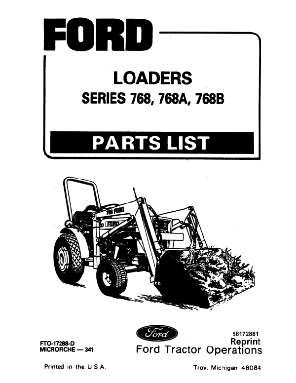 Ford 768 and 768A Loader - Parts Catalog