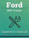 Ford 840 Tractor Manual Cover