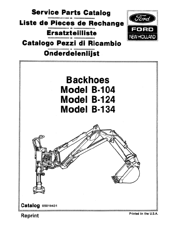 Ford B-104, B-124 and B-134 Backhoe - Parts Catalog