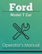 Ford Model T Car Manual Cover