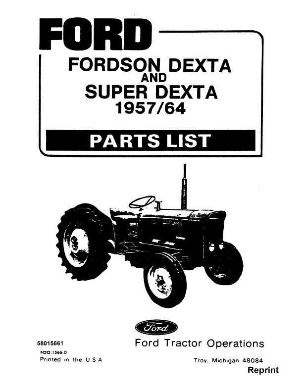 Ford Dexta and Super Dexta Tractor - Parts Catalog