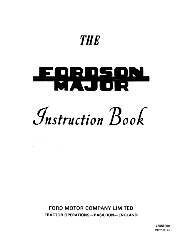 Ford Fordson Major Tractor Manual