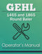Gehl 1465 and 1865 Round Baler Manual Cover