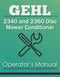 Gehl 2340 and 2360 Disc Mower Conditioner Manual Cover