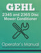 Gehl 2345 and 2365 Disc Mower Conditioner Manual Cover
