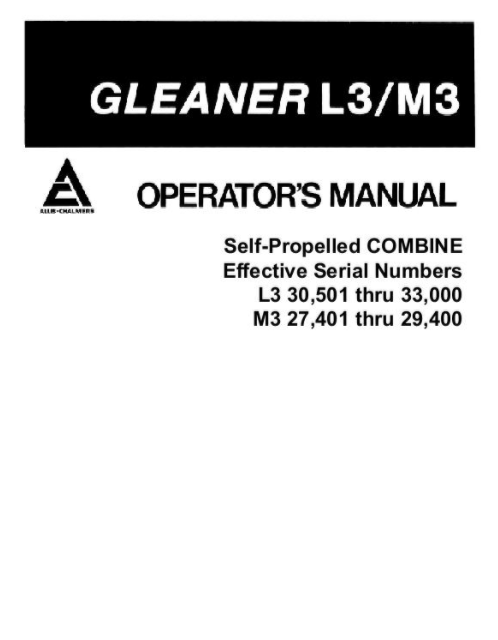 Gleaner L3 and M3 Combine Manual