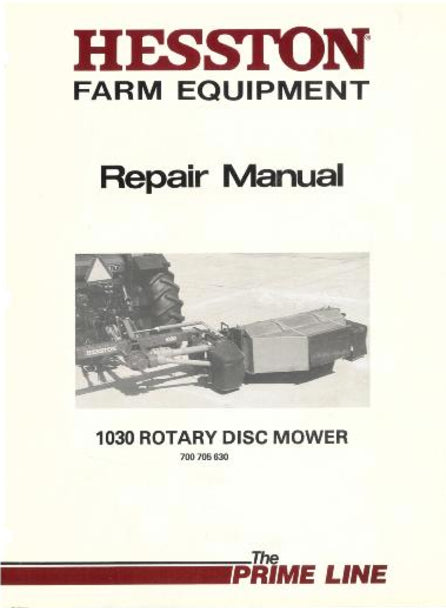 Hesston 1030 Rotary Disc Mower - Service Manual