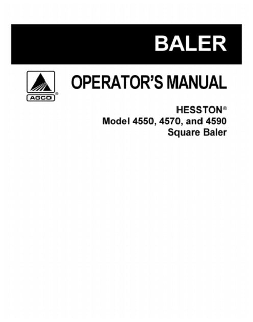 Hesston 4550, 4570, and 4590 Hay Baler Manual