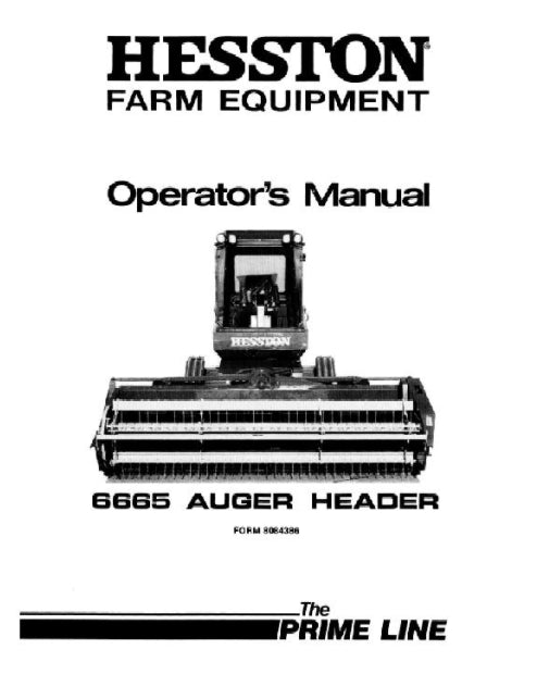 Hesston 6665 Auger Header Manual