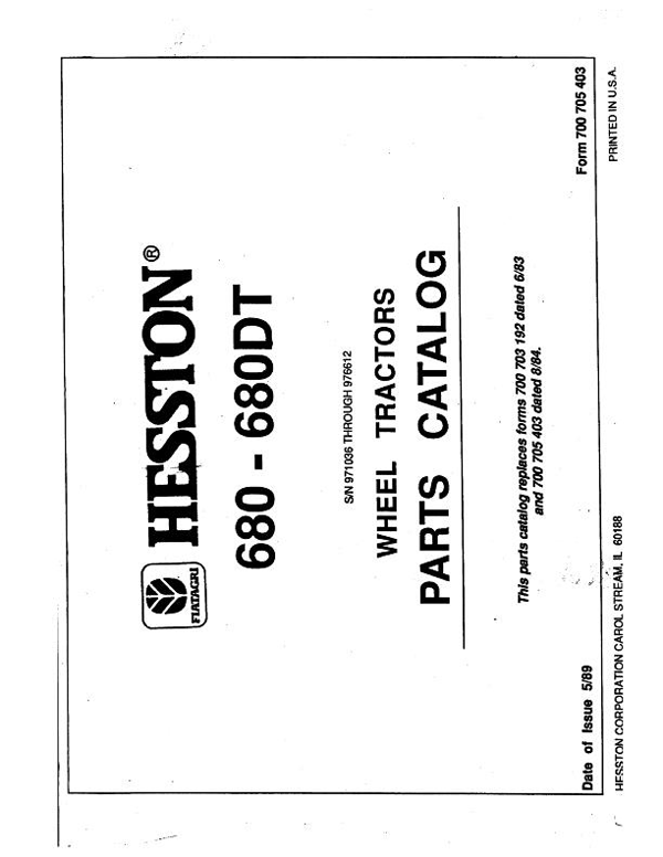 Fiat Hesston 680 and 680DT Tractor - Parts Catalog