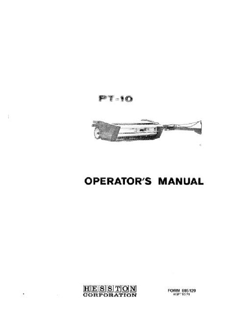 Hesston PT10 Mower/ Conditioner Manual