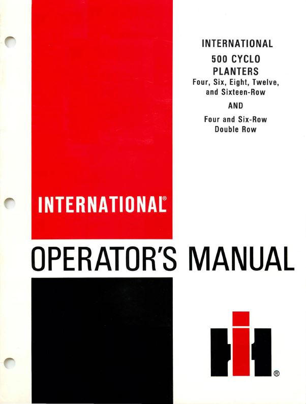 International 500 Cyclo Planters Manual
