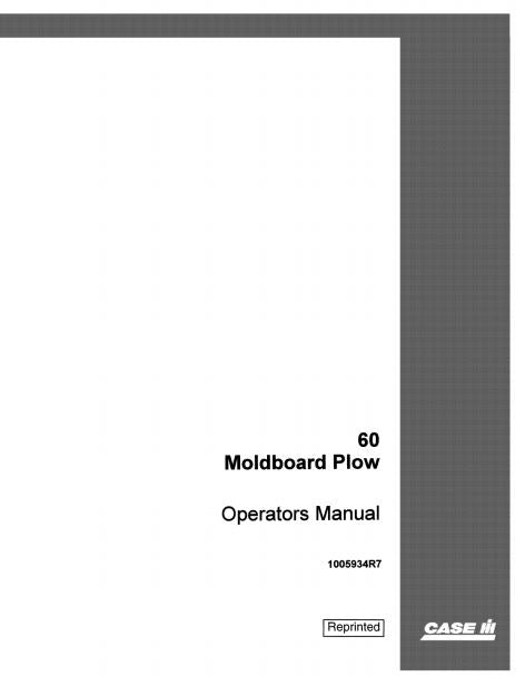 International 60 Moldboard Plow Manual