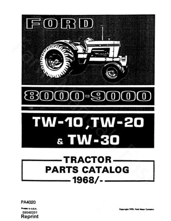 Ford TW-10, TW-20 and TW-30 Tractor - Parts Catalog
