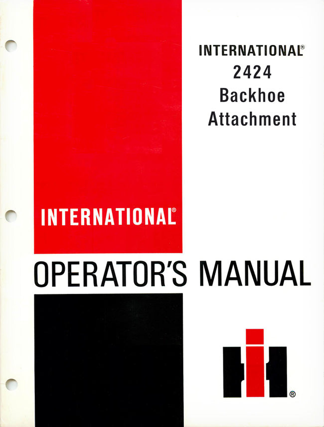 International Harvester 2424 Backhoe Attachment Manual Cover