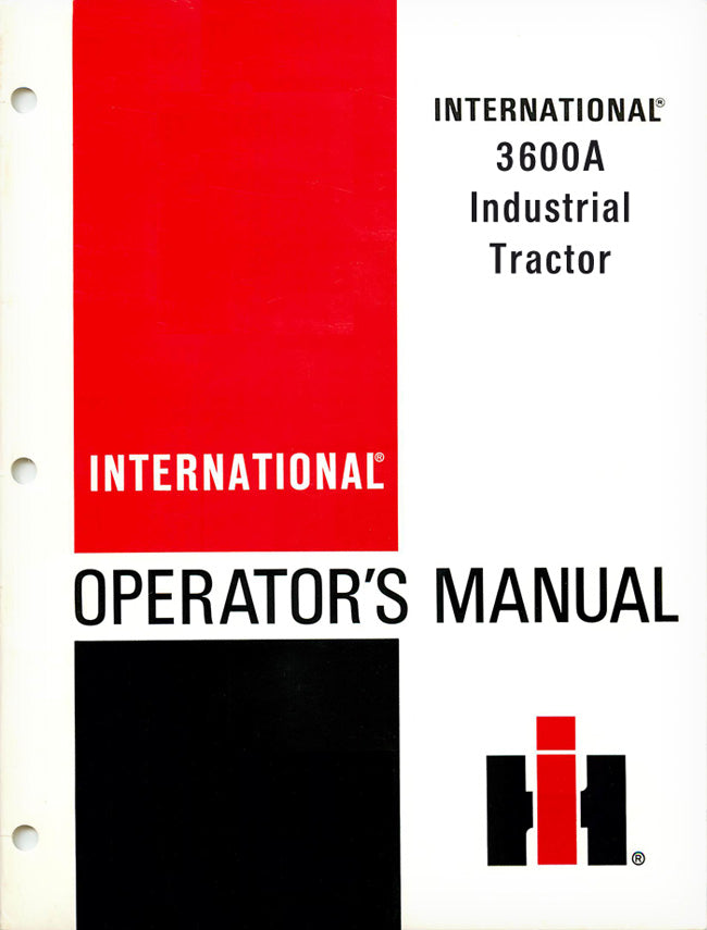 International Harvester 3600A Industrial Tractor Manual Cover