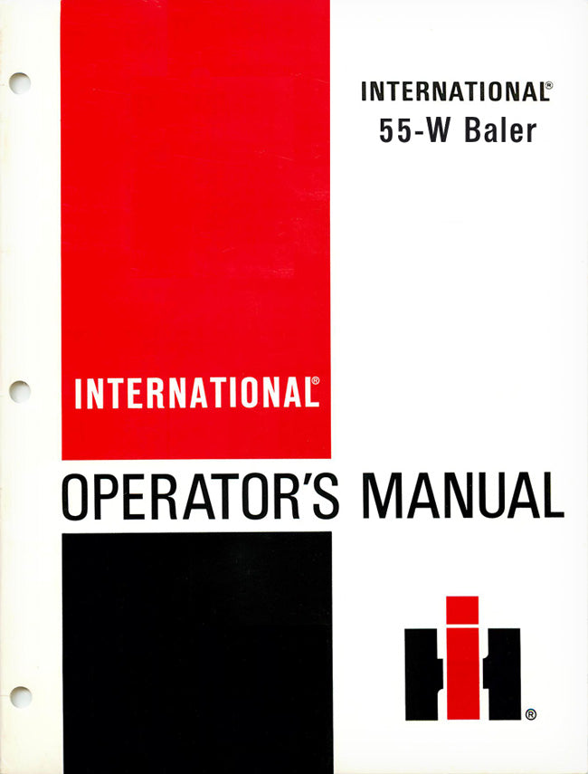International Harvester 55-W Baler Manual Cover