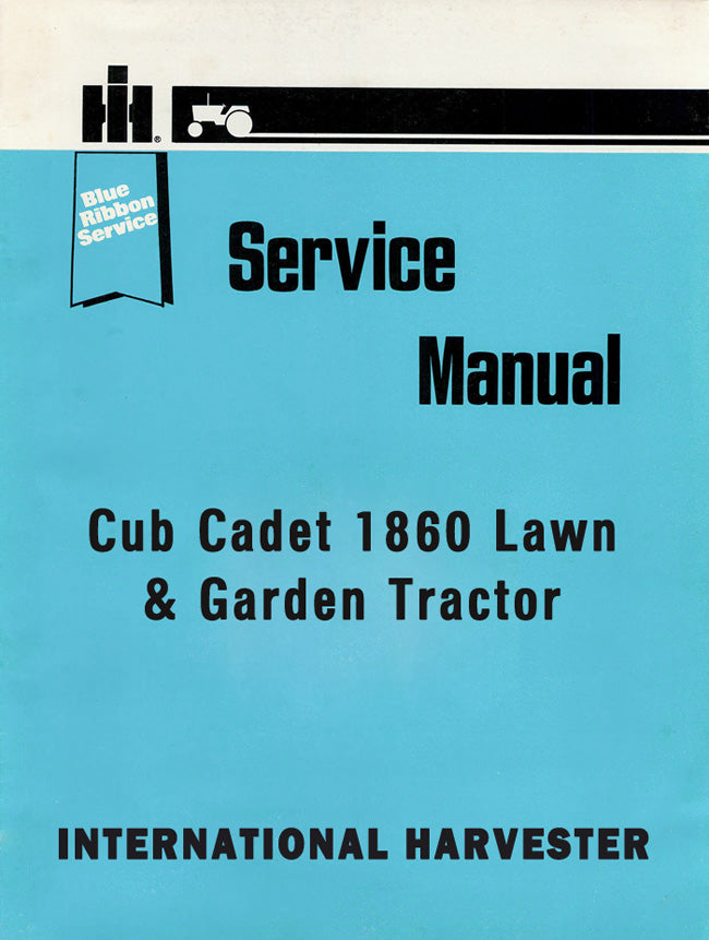 International Harvester Cub Cadet 1860 Lawn & Garden Tractor - Service Manual Cover