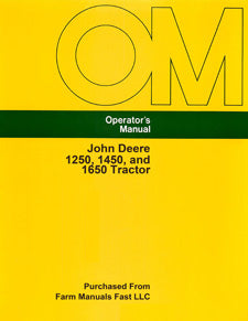 John Deere 1250, 1450, and 1650 Tractor Manual