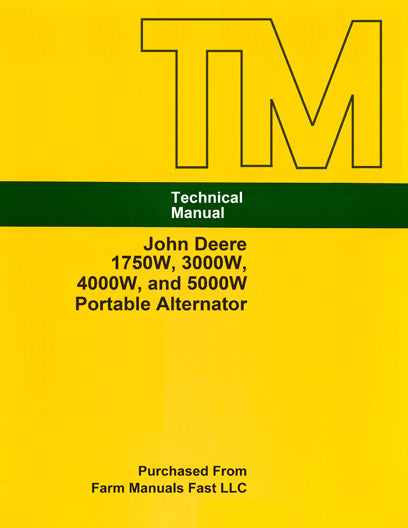 John Deere 1750W, 3000W, 4000W, and 5000W Portable Alternator - Service Manual
