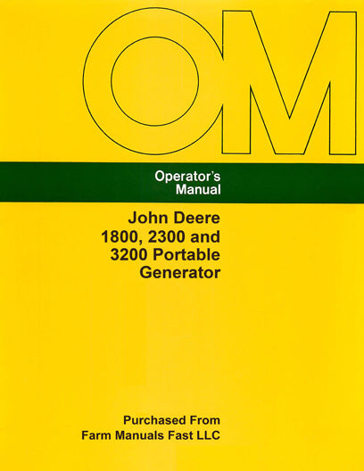 John Deere 1800, 2300 and 3200 Portable Generator Manual