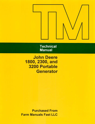 John Deere 1800, 2300, and 3200 Portable Generator - Service Manual