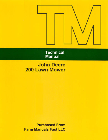 John Deere 200 Lawn Mower - Service Manual