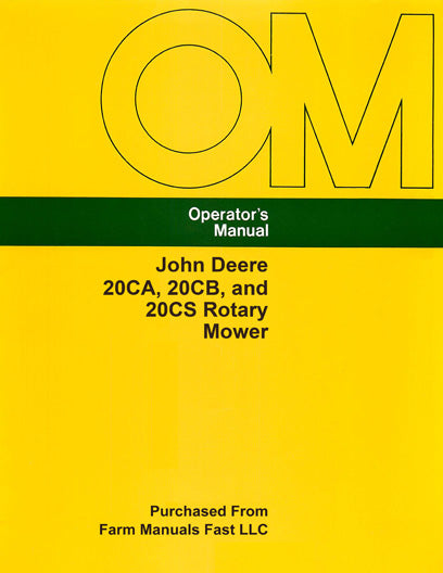 John Deere 20CA, 20CB, and 20CS Rotary Mower Manual