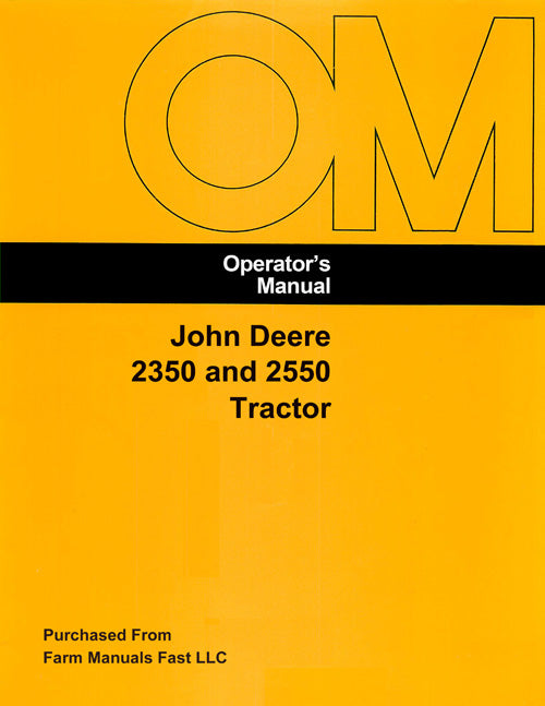John Deere 2350 and 2550 Tractor Manual