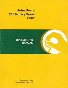 John Deere 260 Rotary Snow Plow Manual