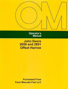 John Deere 2650 and 2651 Offset Harrow Manual