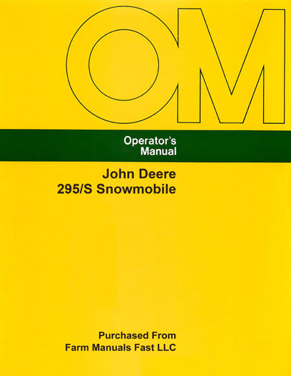 John Deere 295/S Snowmobile Manual