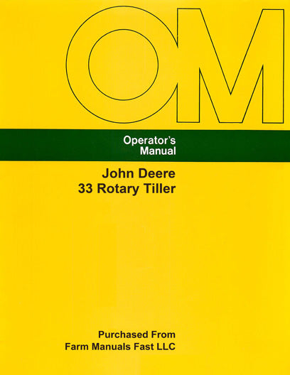 John Deere 33 Rotary Tiller Manual
