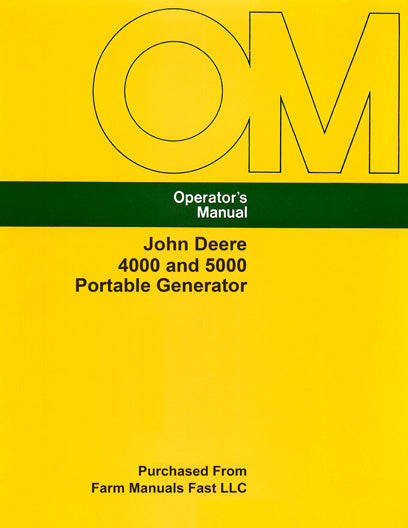 John Deere 4000 and 5000 Portable Generator Manual