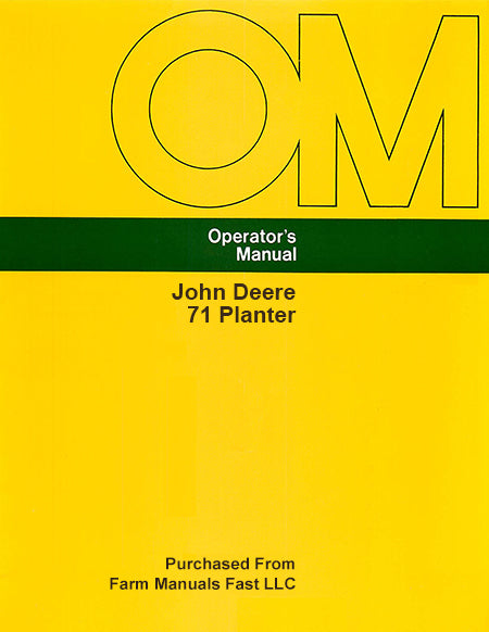 John Deere 71 Planter Manual