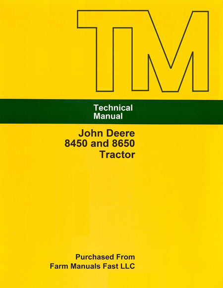 John Deere 8450 and 8650 Tractor - Service Manual