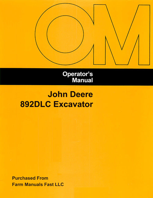 John Deere 892DLC Excavator Manual