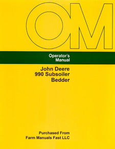 John Deere 990 Subsoiler Bedder Manual