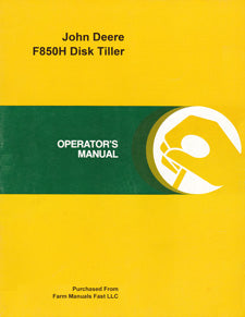 John Deere F850H Disk Tiller Manual