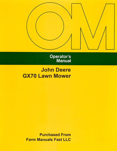 John Deere GX70 Lawn Mower Manual