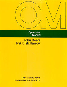 John Deere RW Disk Harrow Manual