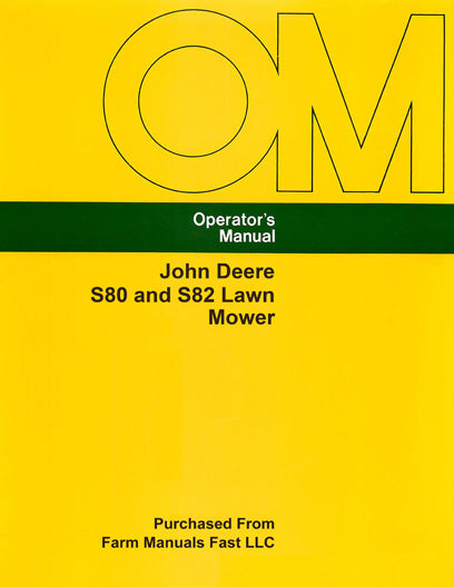 John Deere S80 and S82 Lawn Mower Manual