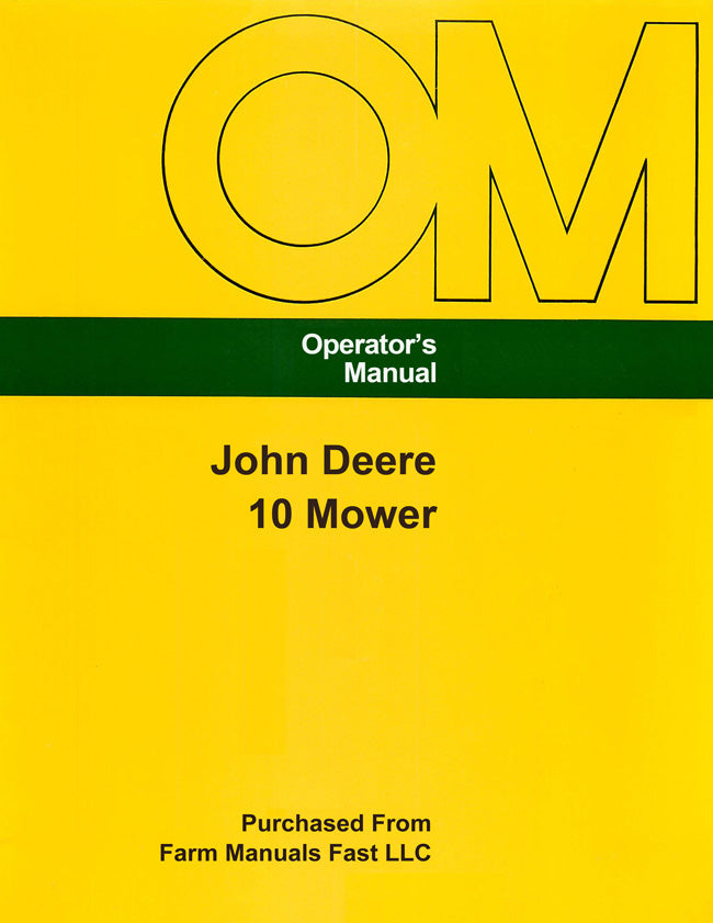 John Deere 10 Mower Manual Cover