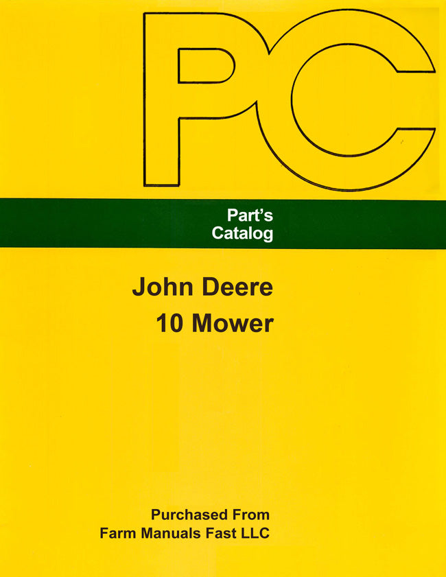 John Deere 10 Mower - Parts Catalog Cover