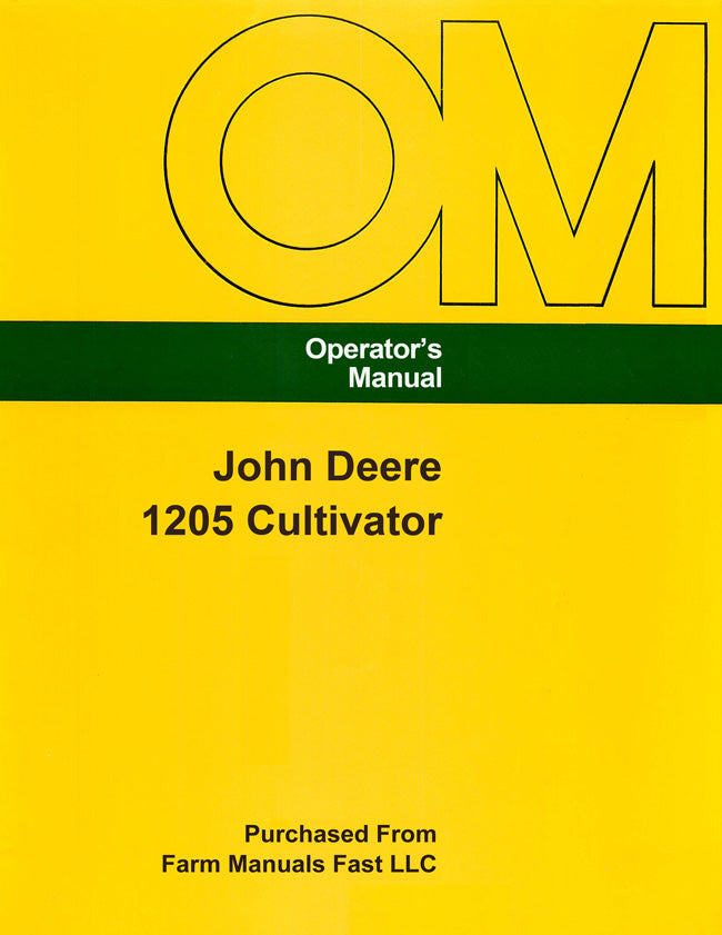 John Deere 1205 Cultivator Manual Cover