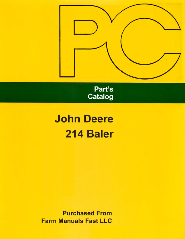 John Deere 214 Baler - Parts Catalog Cover